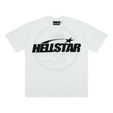 Hellstar Front Logo Back Circle Flame White Graphic Tee