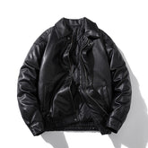 Mens Vintage Jackets Vintage PU Leather Jacket Padded Pilot Bike Leather Jacket