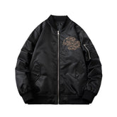 Men Vintage Jackets Guochao Vintage Dragon Embroidered Jacket Flight Suit Baseball Suit