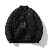 Men Vintage Jackets Loose Rhombus Cotton Vintage Baseball Jacket