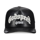 Godspeed Forever Black Leather Trucker Hat