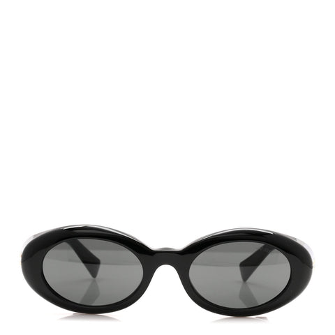 Acetate Oval Reverie Sunglasses SMU B09 Black