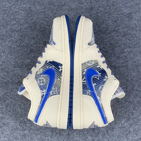 Custom Air Jordan 1 Low Bleu Atelier Sail/Blue