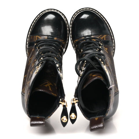 Patent Calfskin Monogram Star Trail Ankle Boots 38.5 Black