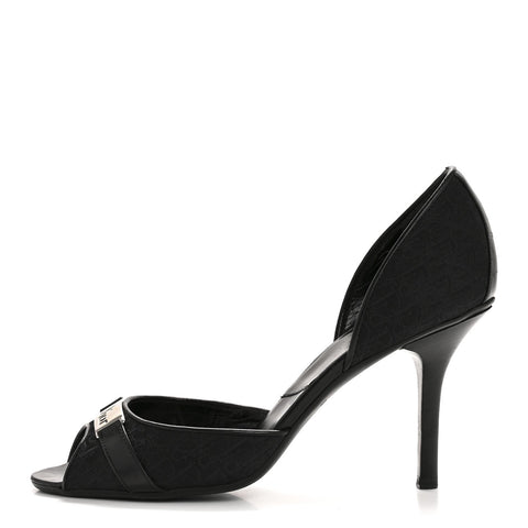 Canvas Monogram Sandals 37.5 Black