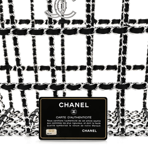 Brass Calfskin Large Grocery By Chanel Shopping Basket Silver