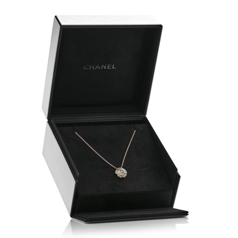 18K Yellow Gold Diamond Bouton de Camelia Pendant Necklace