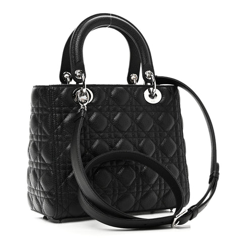 Grained Calfskin Cannage Medium Lady Dior Black