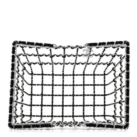 Brass Calfskin Large Grocery By Chanel Shopping Basket Silver