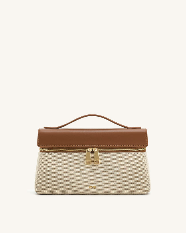 Thea Top Handle Bag - Brown Canvas Hover Image