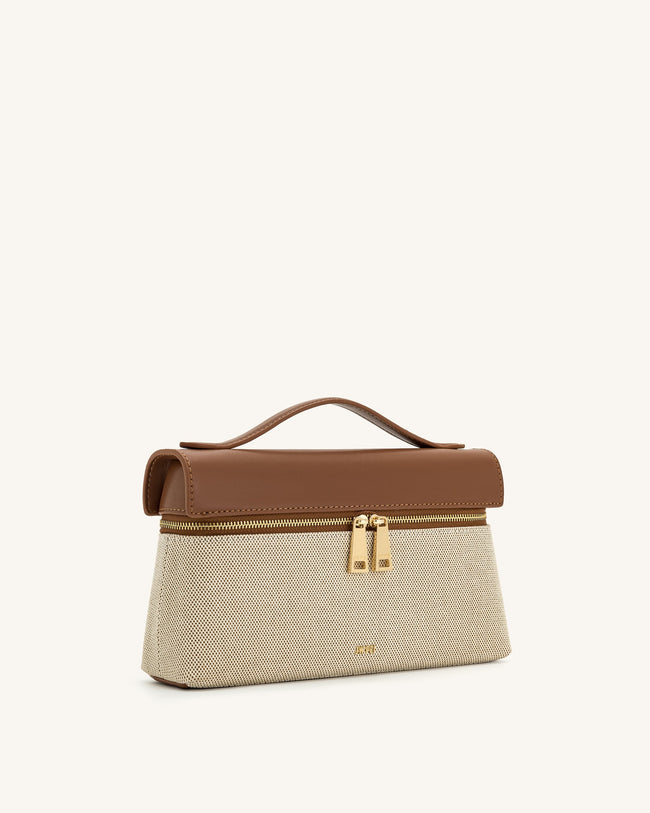 Thea Top Handle Bag - Brown Canvas Main Image