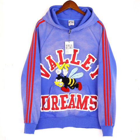Vale Forever Vintage Bee Graphic Hoodie & Striped Sweatpants Set - Blue