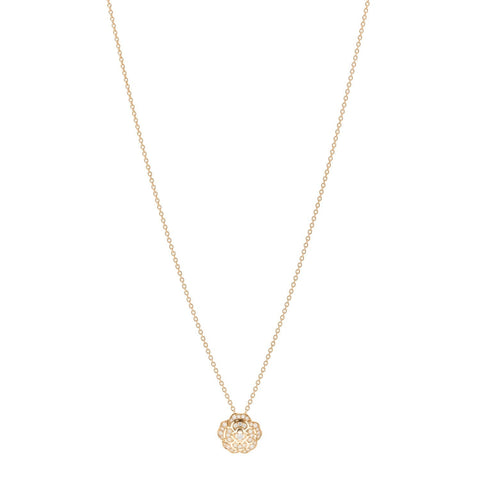 18K Yellow Gold Diamond Bouton de Camelia Pendant Necklace