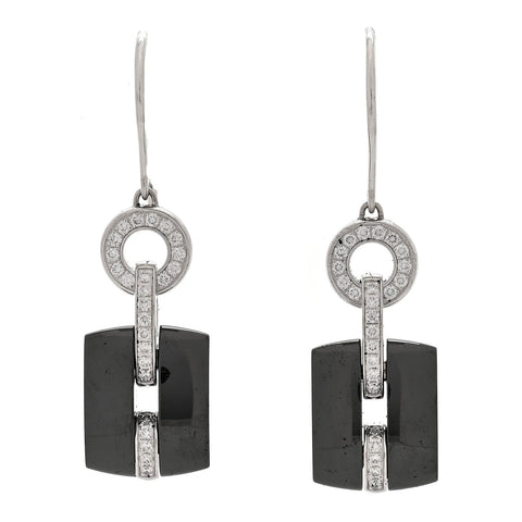 18K White Gold Diamond Ceramic Ultra Drop Earrings Black