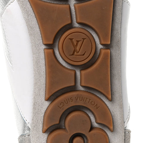 Metallic Grained Calfskin Womens LV Sneakerina 38 Silver