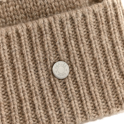 Cashmere Knit Cable Maillons Beanie M Beige