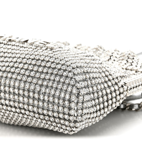 Crystal Embellished Metallic Lambskin Mini Chanel 22 Silver