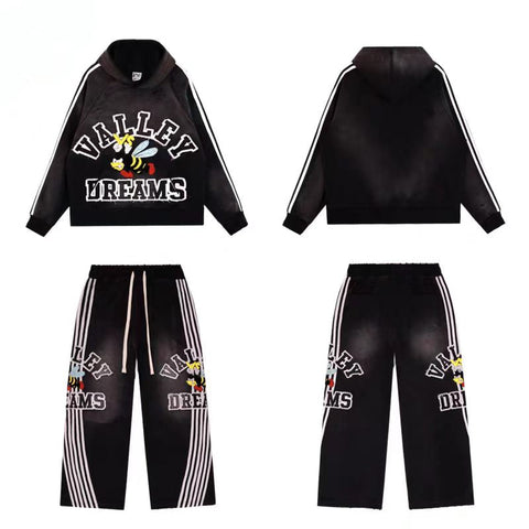 Vale Forever Vintage Bee Graphic Hoodie & Striped Sweatpants Set