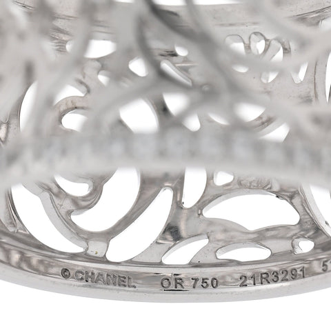 18K White Gold Diamond Camellia Ajoure Band Ring 51 5.75