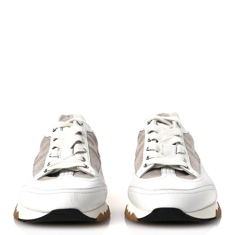 Canvas Calfskin Mens Trail Sneakers 41.5 Prunoir White