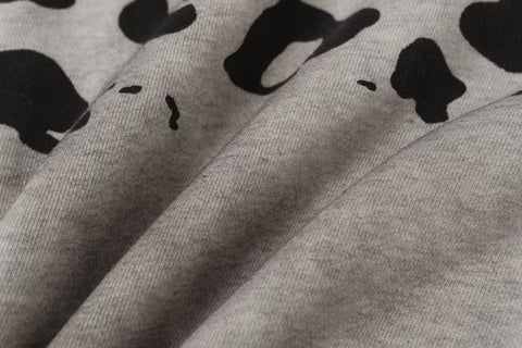 Vale Forever Vintage Leopard Print & "USA" Graphic Zip-Up Hoodie & Sweatpants Set - Grey