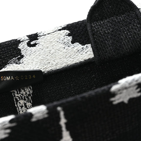 Canvas Embroidered Medium Paris Book Tote Black White