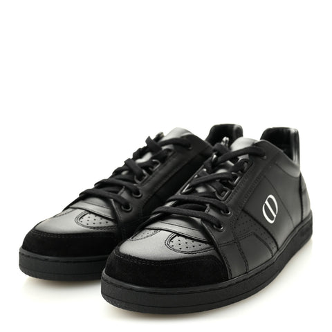 Calfskin Suede Logo Sneakers 38 Black