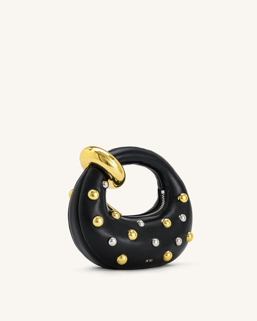Abacus Studded Mini Top Handle Bag - Black