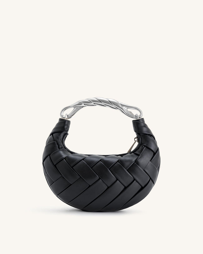 Orla Weave Handbag - Black Hover Image