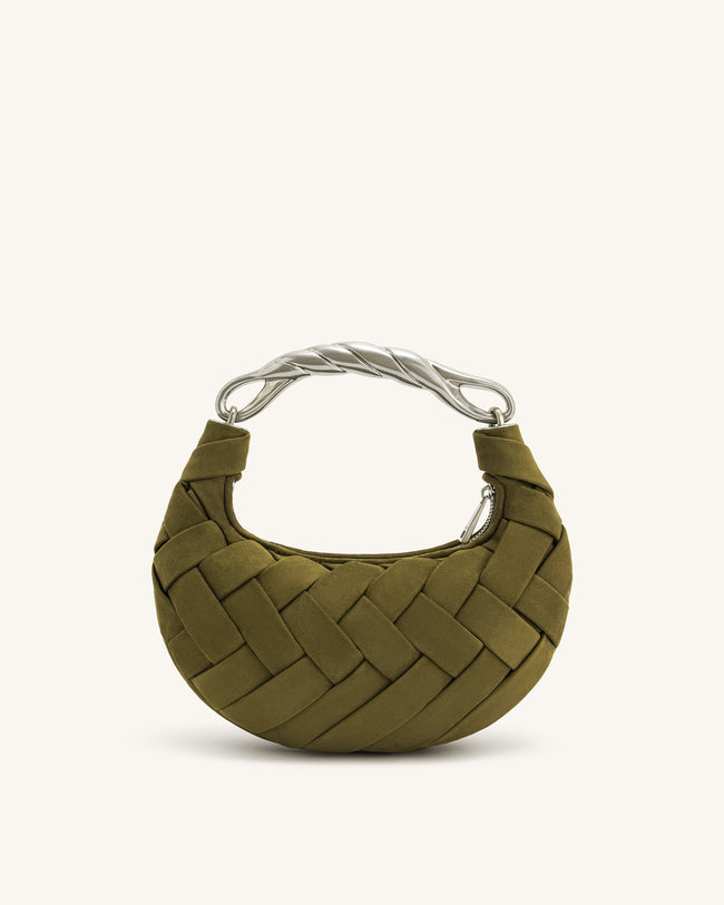 Orla Weave Handbag - Dark Olive Hover Image