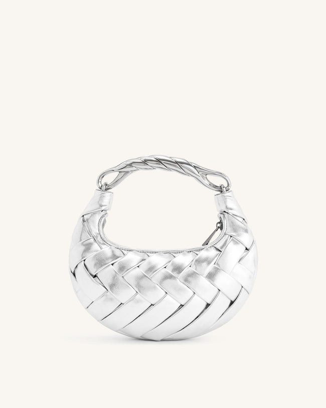 Orla Weave Handbag - Silver Hover Image