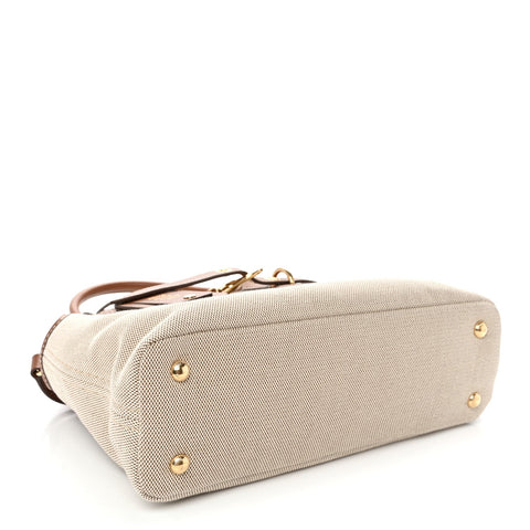 Canvas Calfskin Aventure Bag Beige Brandy