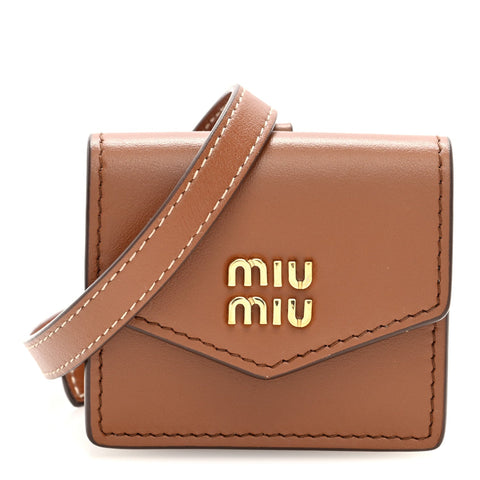 Nappa Flap Pouch Bag Charm Cognac Orange
