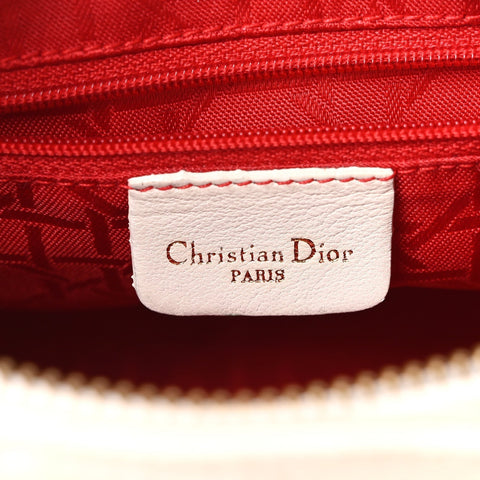 Metallic Nylon Cannage Medium Lady Dior White
