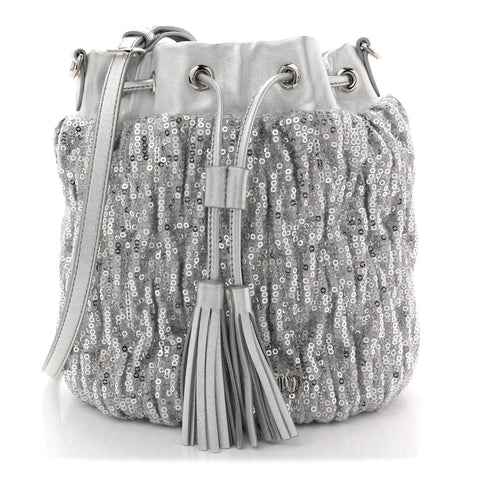 Paillettes Mate Bucket Bag Argento