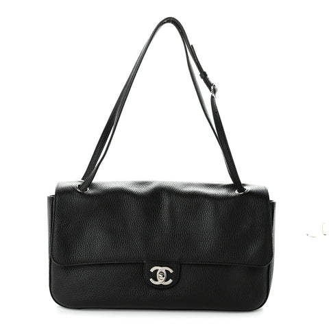 Grained Calfskin Small Souplissimo Maxi Flap Black