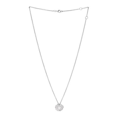 18K White Gold Diamond Bouton de Camelia Pendant Necklace