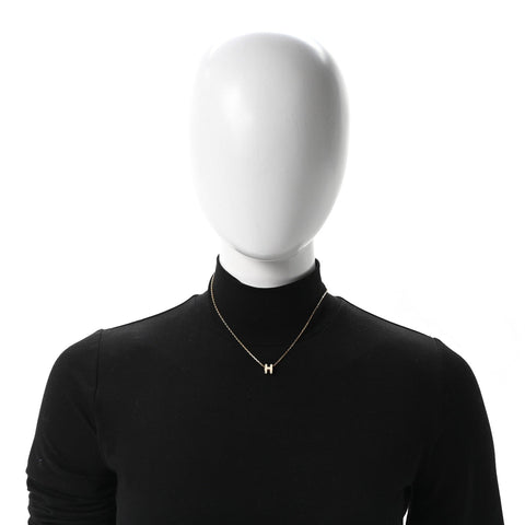Lacquered Gold Mini Pop H Pendant Necklace White