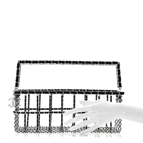 Brass Calfskin Grocery By Chanel Minaudiere Shopping Basket Silver
