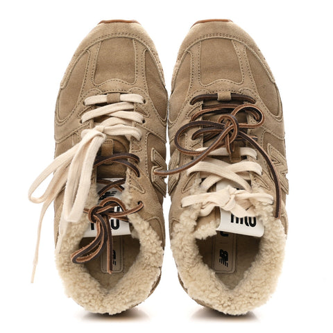X NEW BALANCE Suede Shearling 530 SL Sneakers 37 Ecru