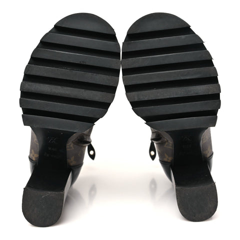 Patent Calfskin Monogram Star Trail Ankle Boots 38.5 Black