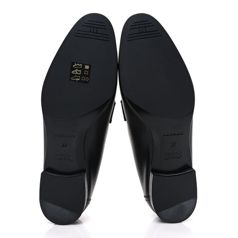Toile De Coton Calfskin Womens Paris Loafers 37 Black Prunoir