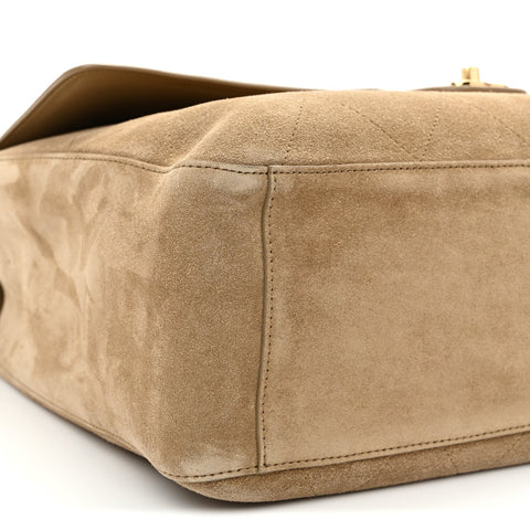 Suede Calfskin Souplissimo Maxi Flap Dark Beige