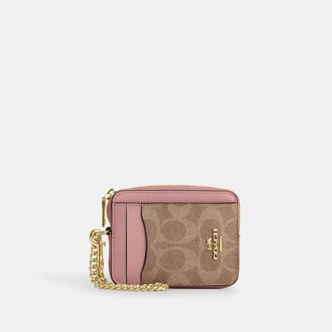 Coach Outlet Zip Card Case In Signature Canvas