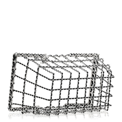 Brass Calfskin Medium Grocery By Chanel Shopping Basket Silver