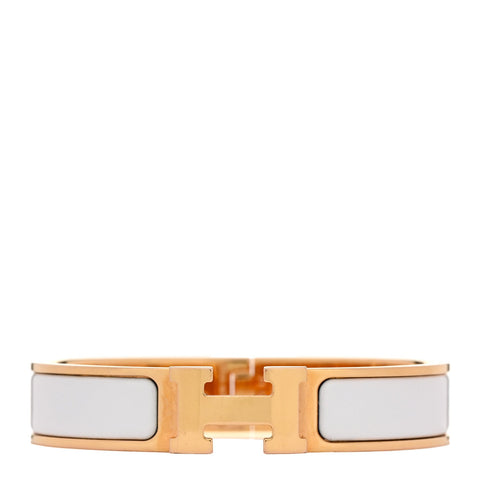 Enamel Narrow Clic Clac H Bracelet PM White