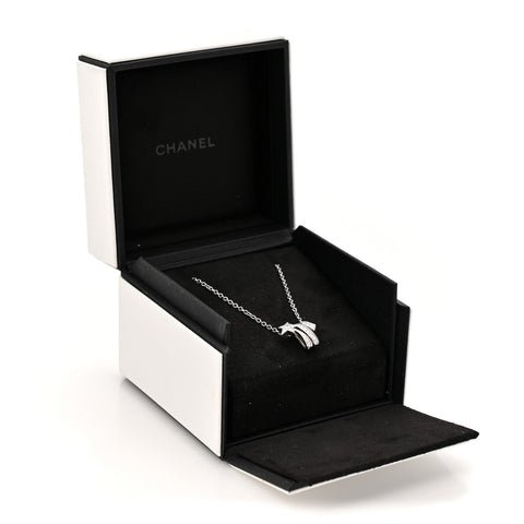 18K White Gold Diamond Comete Geode Pendant Necklace