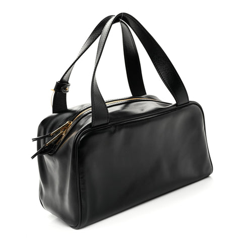 Vitello Lux Bauletto Top Handle Bag Black