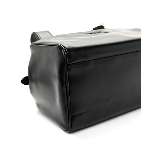 Vitello Lux Bauletto Top Handle Bag Black