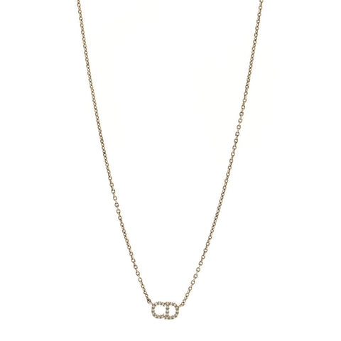 Metal Crystal CD Necklace Gold